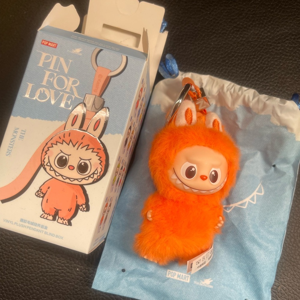 Authentic Pop Mart Orange Monster Keychain - Pin for Love